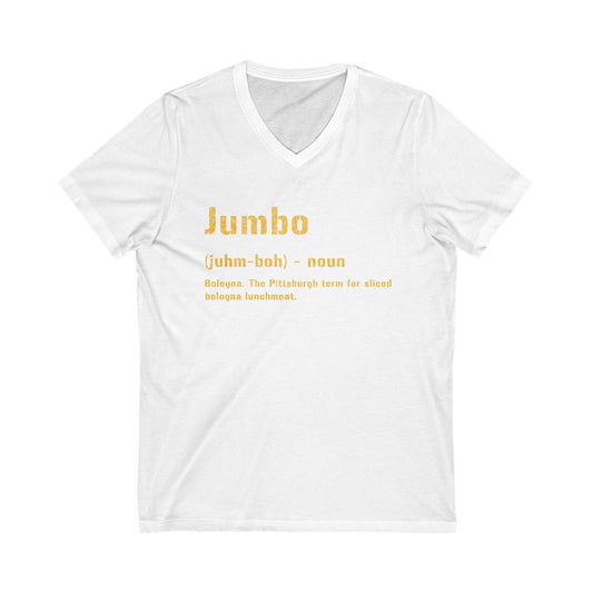 Jumbo Pittsburgh V-Neck Tee - Pittsburghese Shirt V-neck Printify S White
