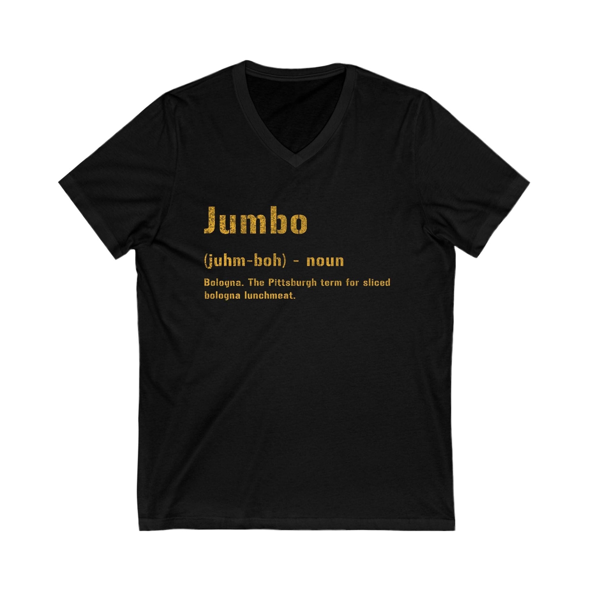 Jumbo Pittsburgh V-Neck Tee - Pittsburghese Shirt V-neck Printify S Black