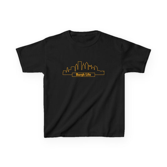 Burgh Life Kids Tee - Pittsburgh Skyline Shirt - Steel City Kids clothes Printify Black XS