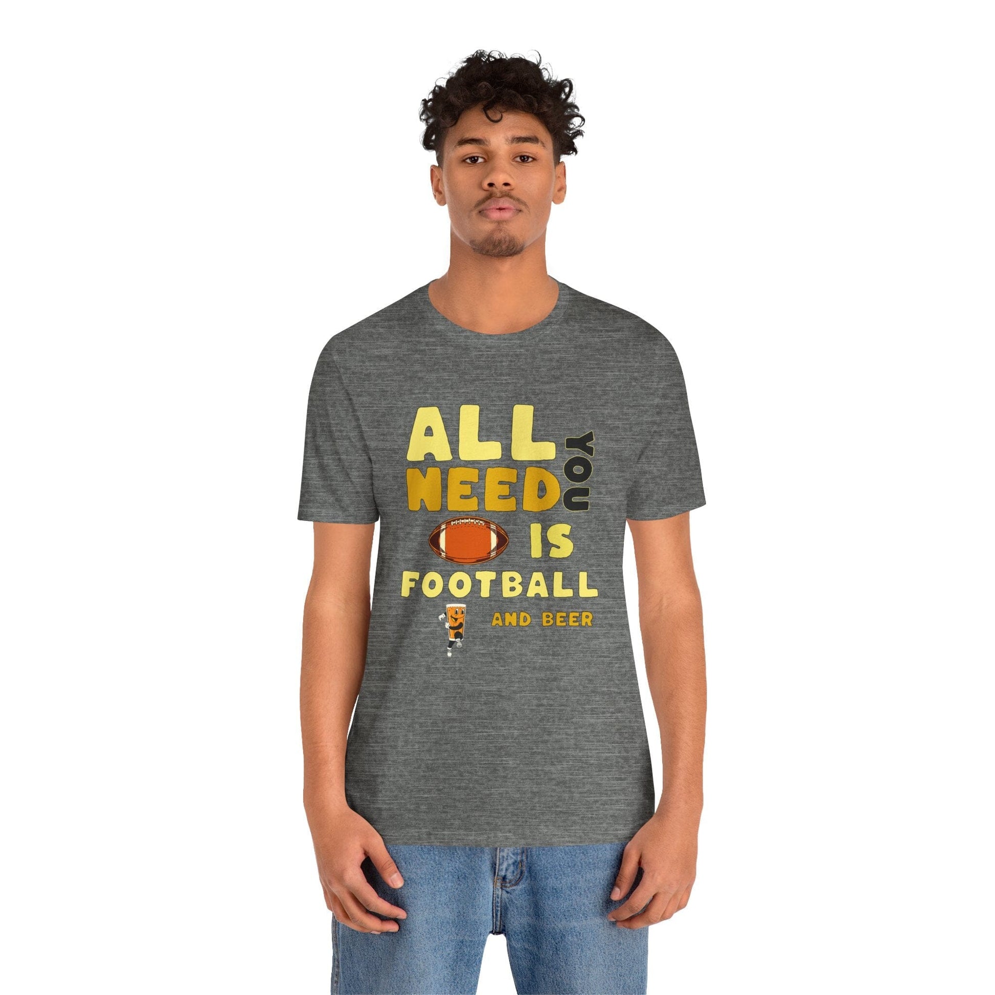 Football and Beer T-Shirt - Sports Fan Tee - Game Day Gift T-Shirt Printify