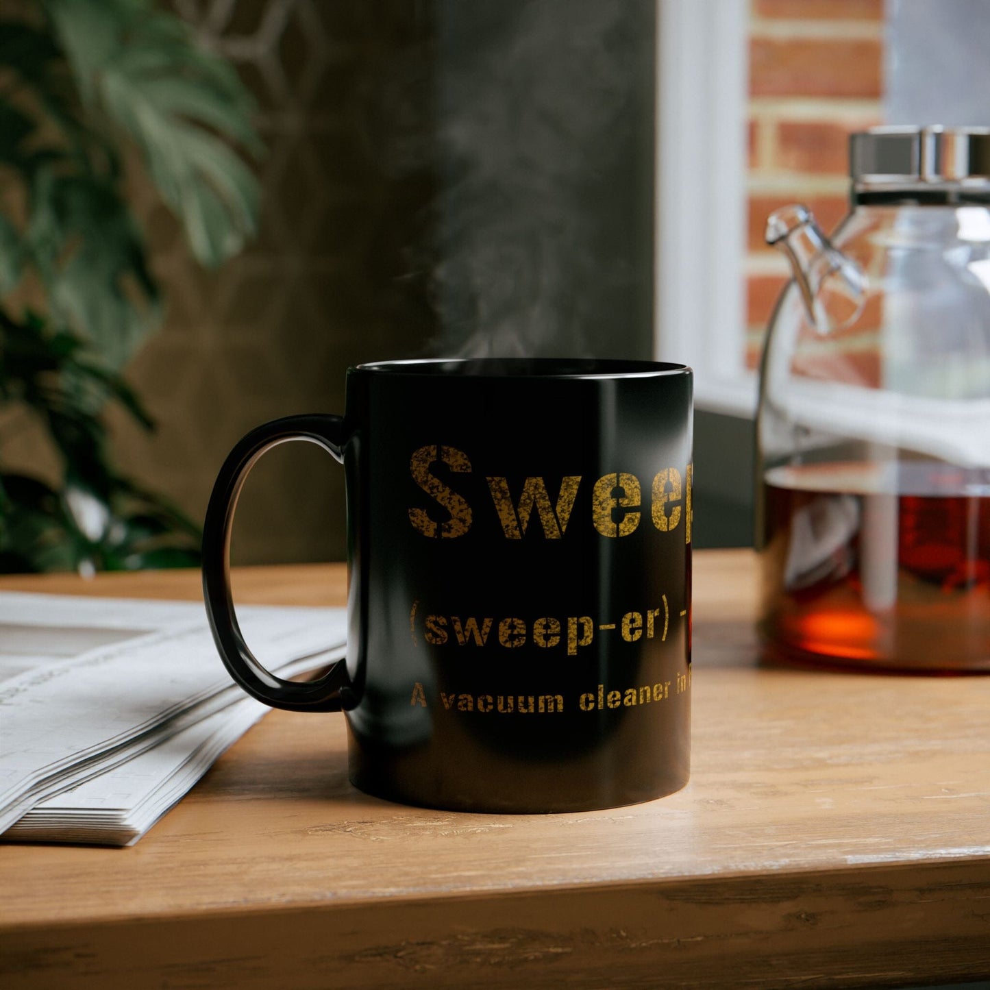 Sweeper Pittsburghese Coffee Mug – 11oz & 15oz Black & Gold Ceramic Mug | Microwave & Dishwasher Safe | Great Yinzer Gift Mug Printify