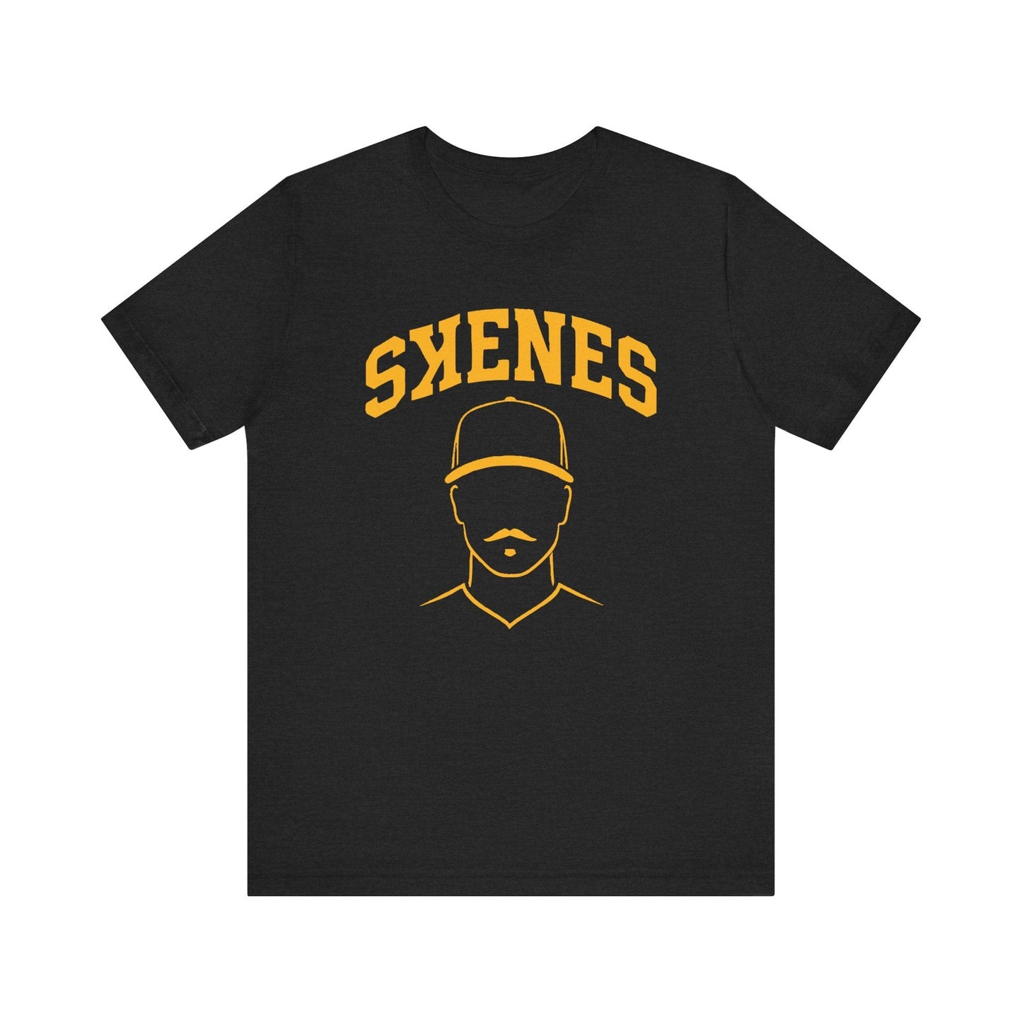 Paul Skenes Mustache Tee – Pittsburgh Baseball Shirt in Black and Gold | Unisex Fan Apparel T-Shirt Yinzergear Solid Black Blend XS