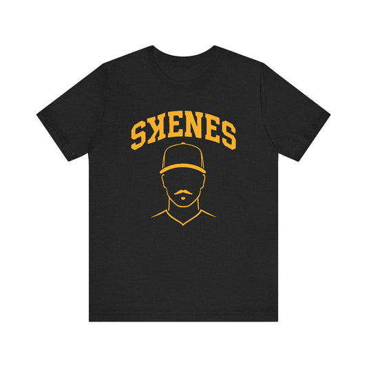 Paul Skenes Mustache Tee – Pittsburgh Baseball Shirt in Black and Gold | Unisex Fan Apparel T-Shirt Yinzergear Solid Black Blend XS