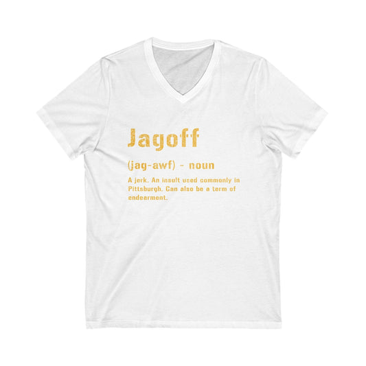 Jagoff V-Neck Tee - Pittsburghese Shirt V-neck Printify S White