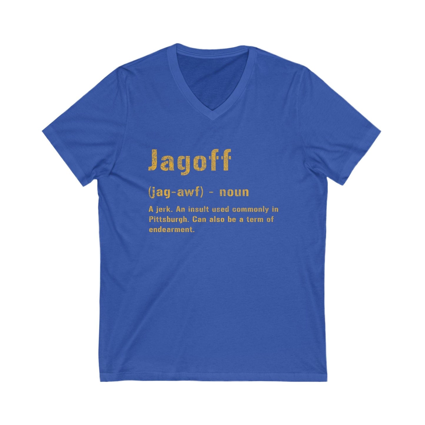 Jagoff V-Neck Tee - Pittsburghese Shirt V-neck Printify S True Royal