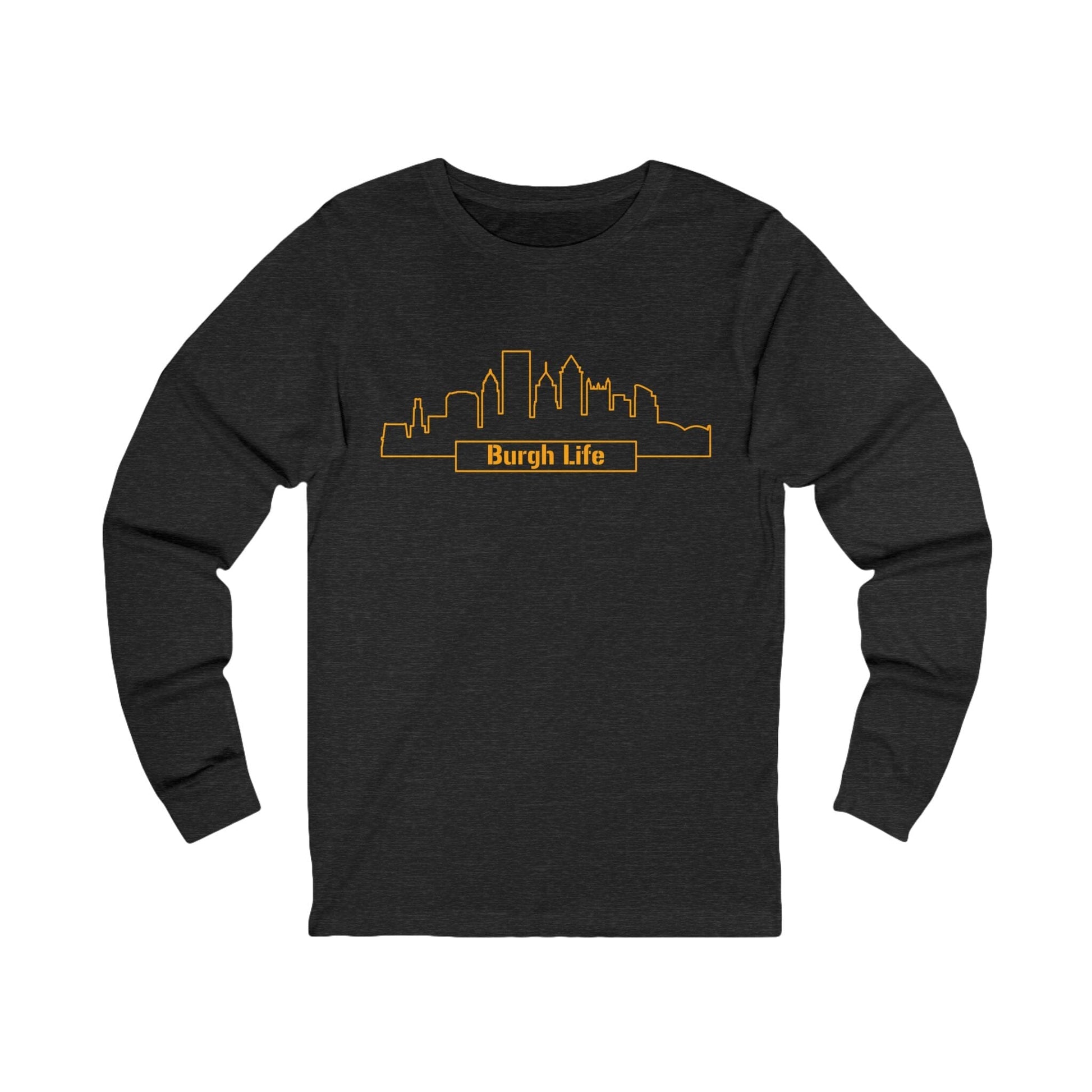 Burgh Life Pittsburgh Skyline Long Sleeve - Yinzer Gift Long-sleeve Yinzergear S Dark Grey Heather