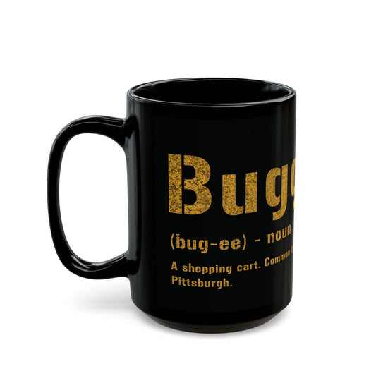 Buggy Pittsburghese Definition Coffee Mug – Black & Gold 11oz & 15oz Yinzer Mug | Funny Steel City Gift Mug Printify 15oz