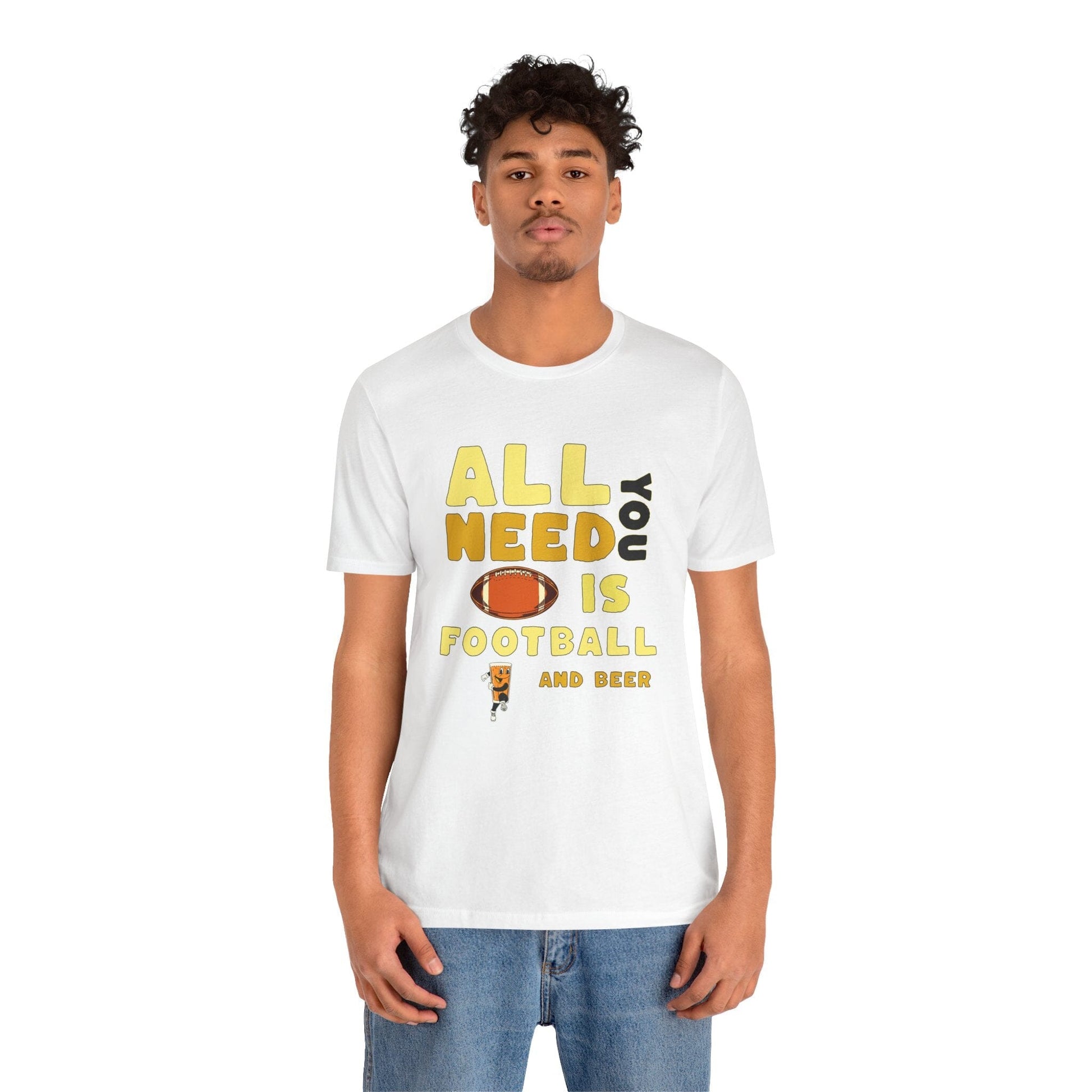 Football and Beer T-Shirt - Sports Fan Tee - Game Day Gift T-Shirt Printify