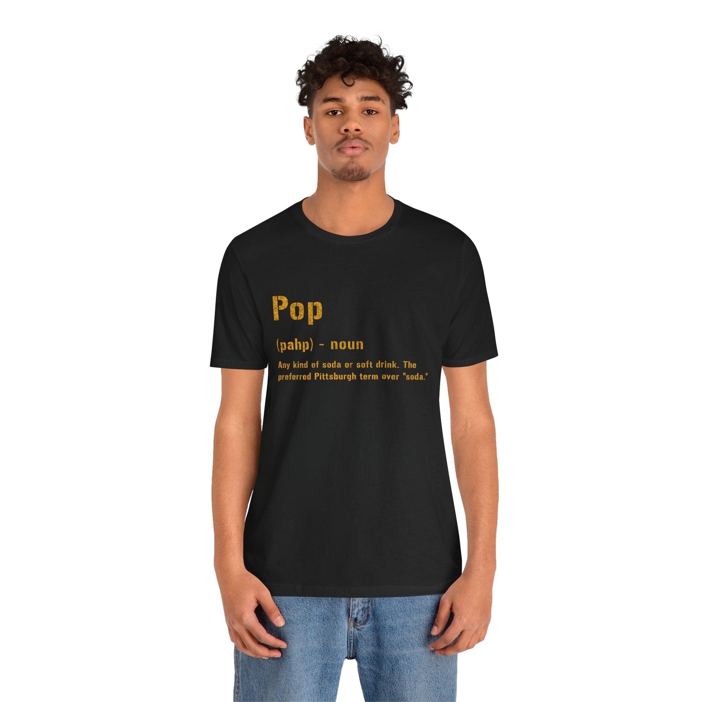 Pop Pittsburghese Definition T-Shirt – Black and Gold Yinzer Tee | Pittsburghese Shirt for Soda Lovers T-Shirt Yinzergear