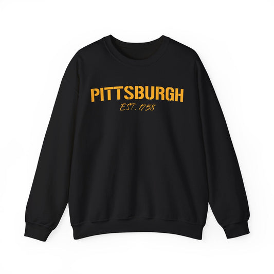 Pittsburgh EST 1758 Sweatshirt - Steel City Crewneck Sweatshirt Yinzergear S Black