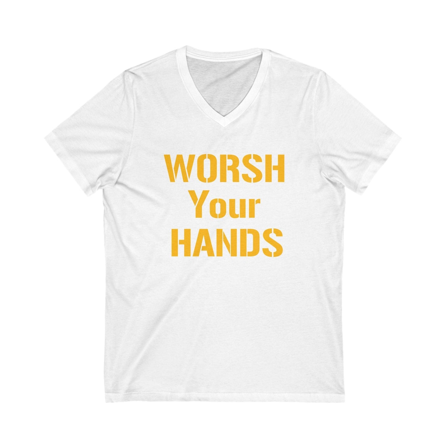 Worsh Your Hands Pittsburgh V-Neck Tee - Funny Yinzer Gift V-neck Printify S White