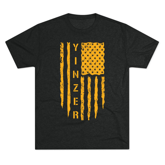 Yinzer Flag T-Shirt - Let Your Yinzer Flag Fly - Steel City T-Shirt Printify S Tri-Blend Vintage Black