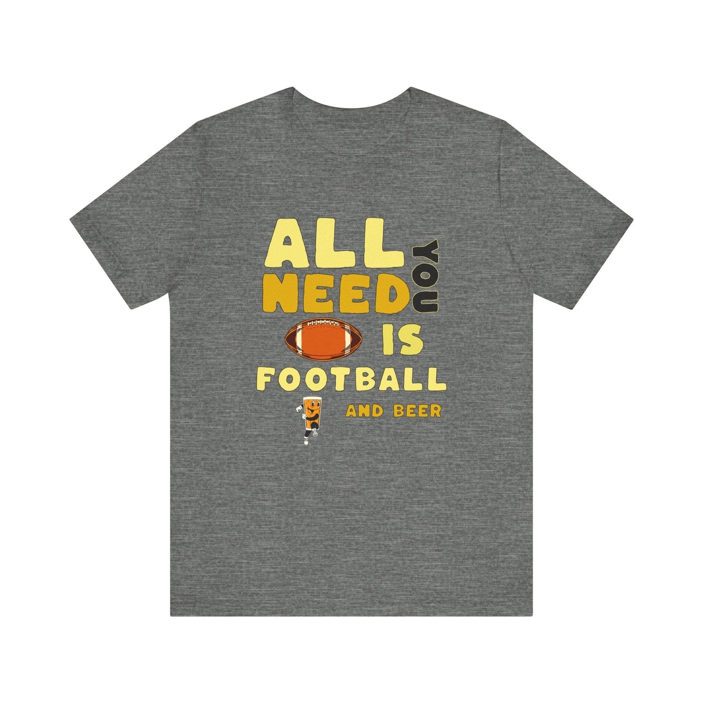 Football and Beer T-Shirt - Sports Fan Tee - Game Day Gift T-Shirt Printify Deep Heather XS