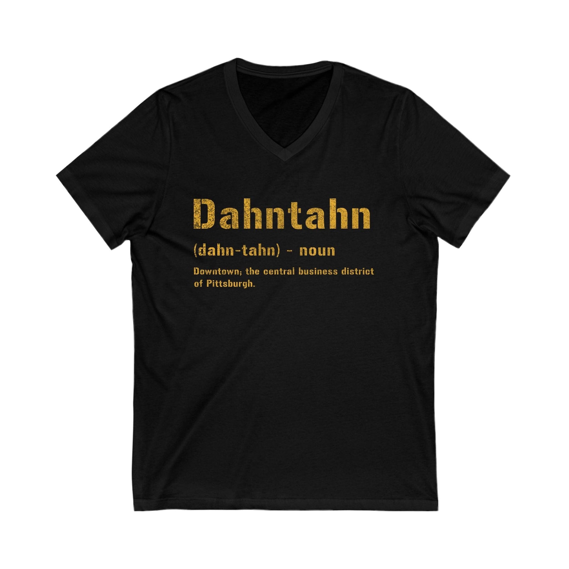 Dahntahn V-Neck Tee - Pittsburghese Shirt V-neck Printify S Black