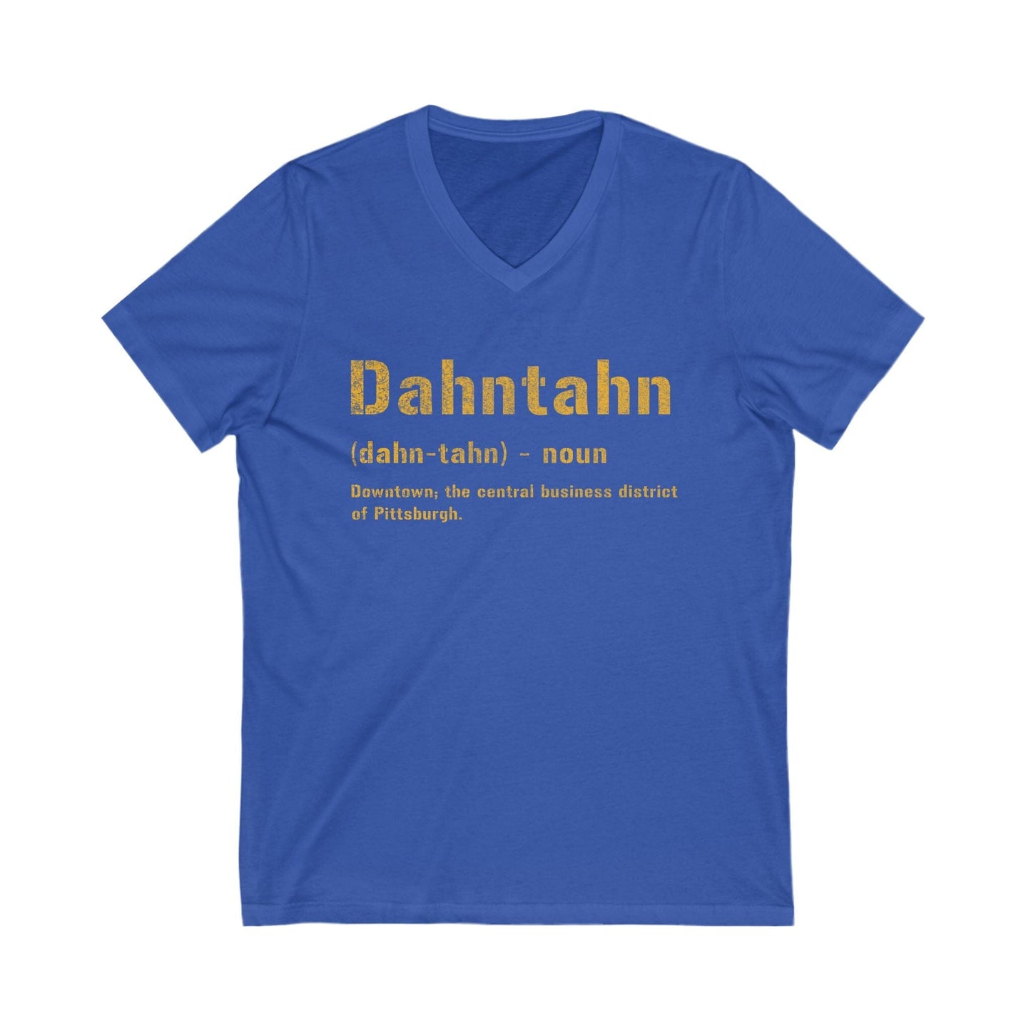 Dahntahn V-Neck Tee - Pittsburghese Shirt V-neck Printify S True Royal