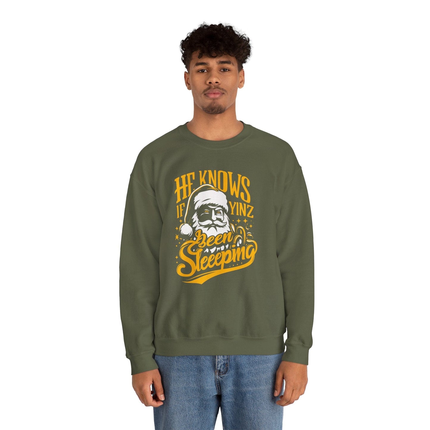 Yinzer Santa Crewneck - Pittsburgh Christmas Sweatshirt Sweatshirt Printify