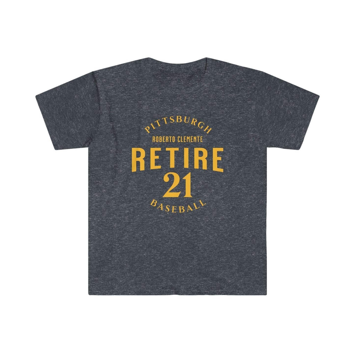 Retire 21 Roberto Clemente T-Shirt T-Shirt Yinzergear Heather Navy S