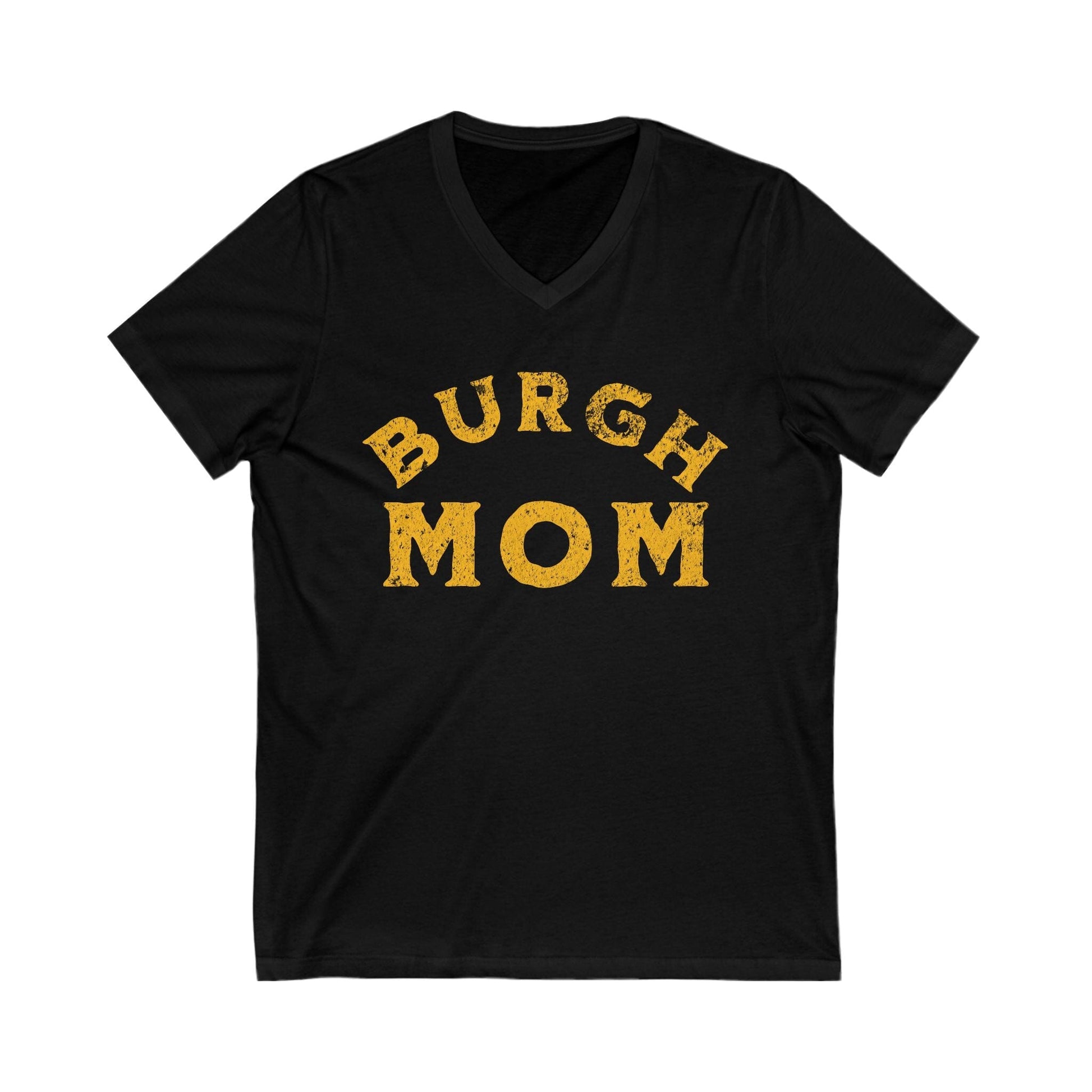 Burgh Mom V-Neck Tee - Pittsburgh Mother's Day Gift V-neck Printify S Black
