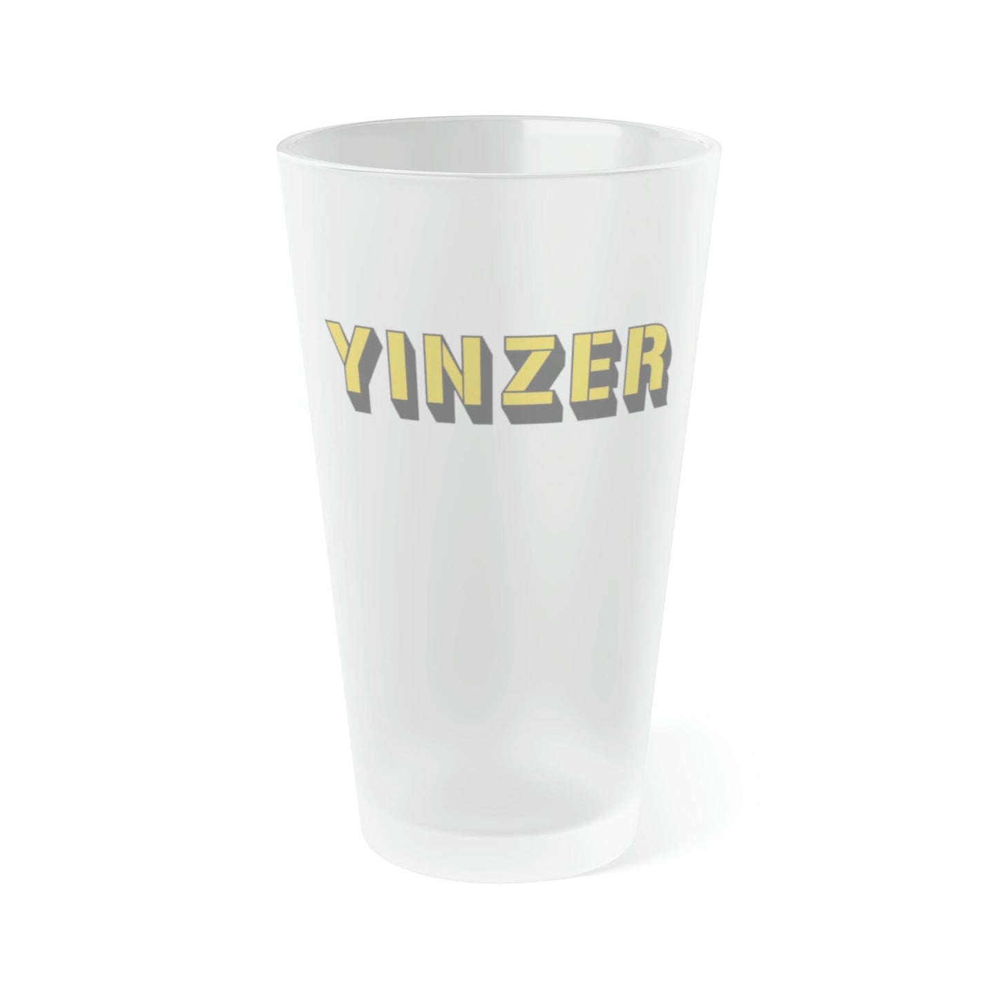 Yinzer Frosted Pint Glass, Personalized or Plain,16oz Yinzer Beer Mug, Steel City Beer, Pittsburgh Drinkware, 412 Yinzer, Burgh Glass Mug Printify