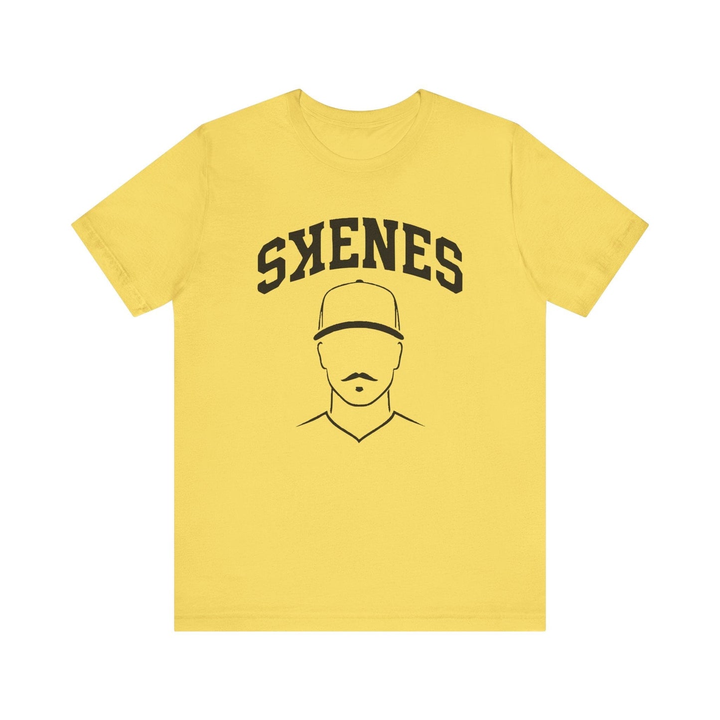 Paul Skenes Mustache Tee – Pittsburgh Baseball Shirt in Black and Gold | Unisex Fan Apparel T-Shirt Yinzergear Maize Yellow XS