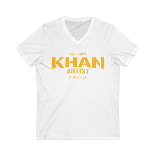 Khan Artist V-Neck Tee - Pittsburgh Creative Shirt V-neck Printify S White