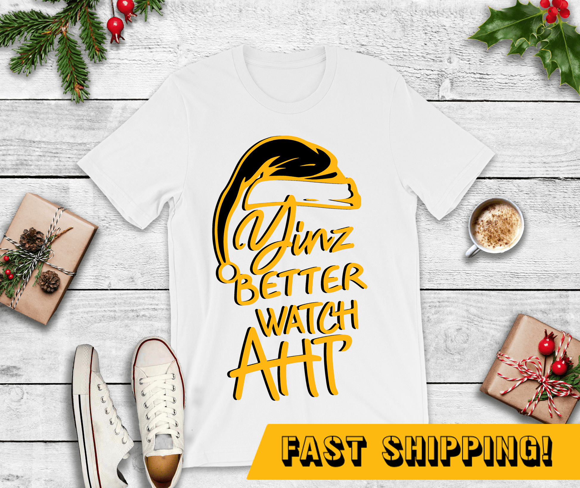 Yinz Better Watch Aht T-Shirt - Pittsburgh Christmas Gift T-Shirt Yinzergear
