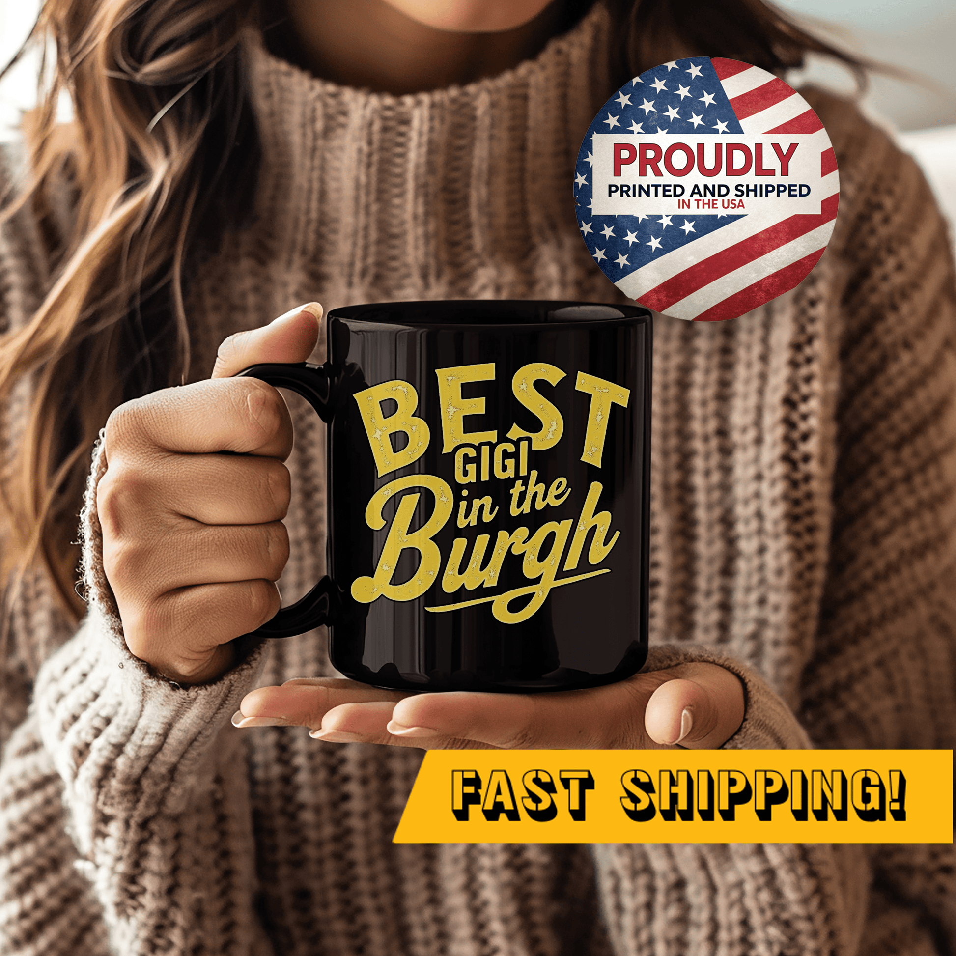 Gigi Coffee Mug - Pittsburgh Black & Gold - 11oz/15oz Mug Yinzergear