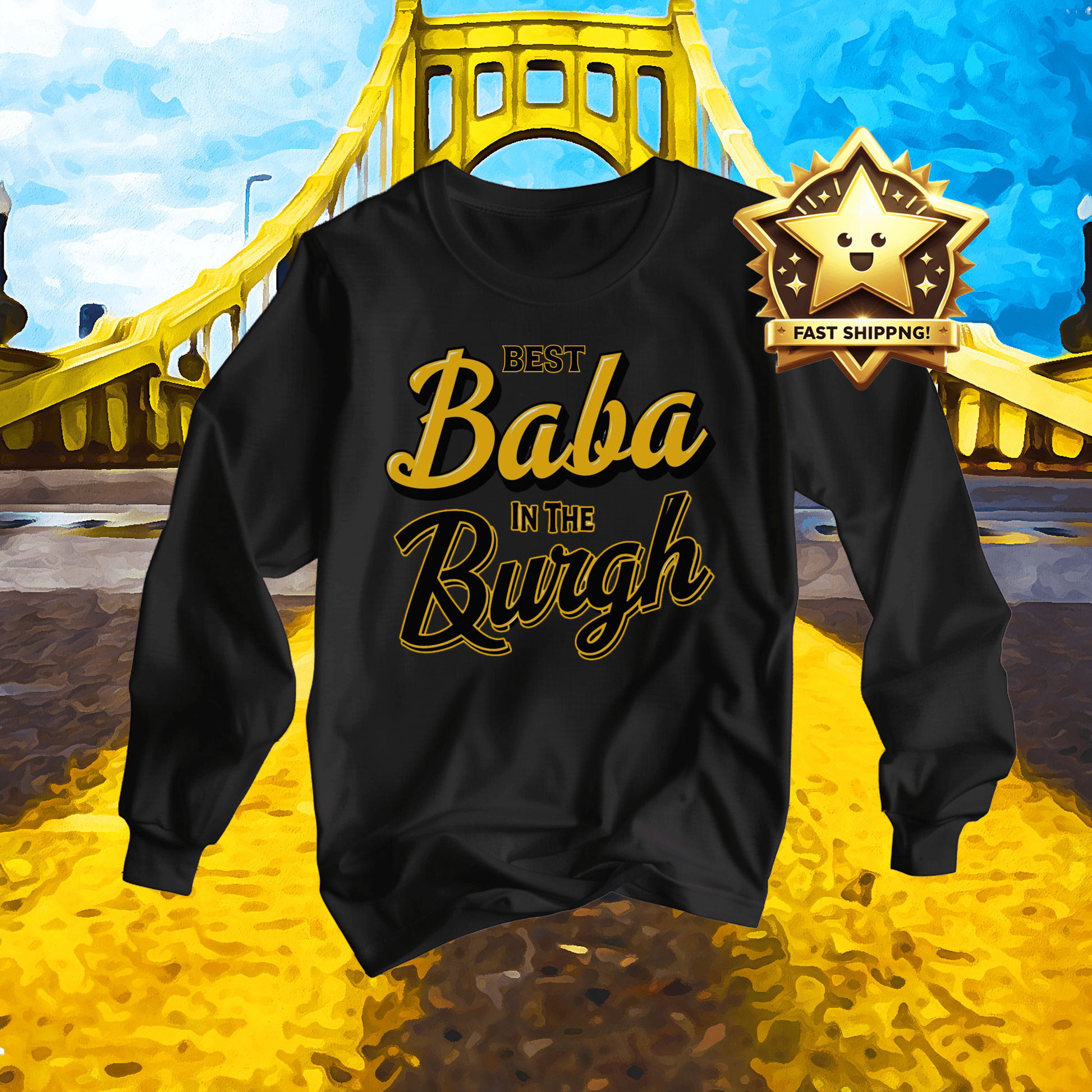 Best Baba in the Burgh Long Sleeve Tee - Pittsburgh Gift Long-sleeve Yinzergear