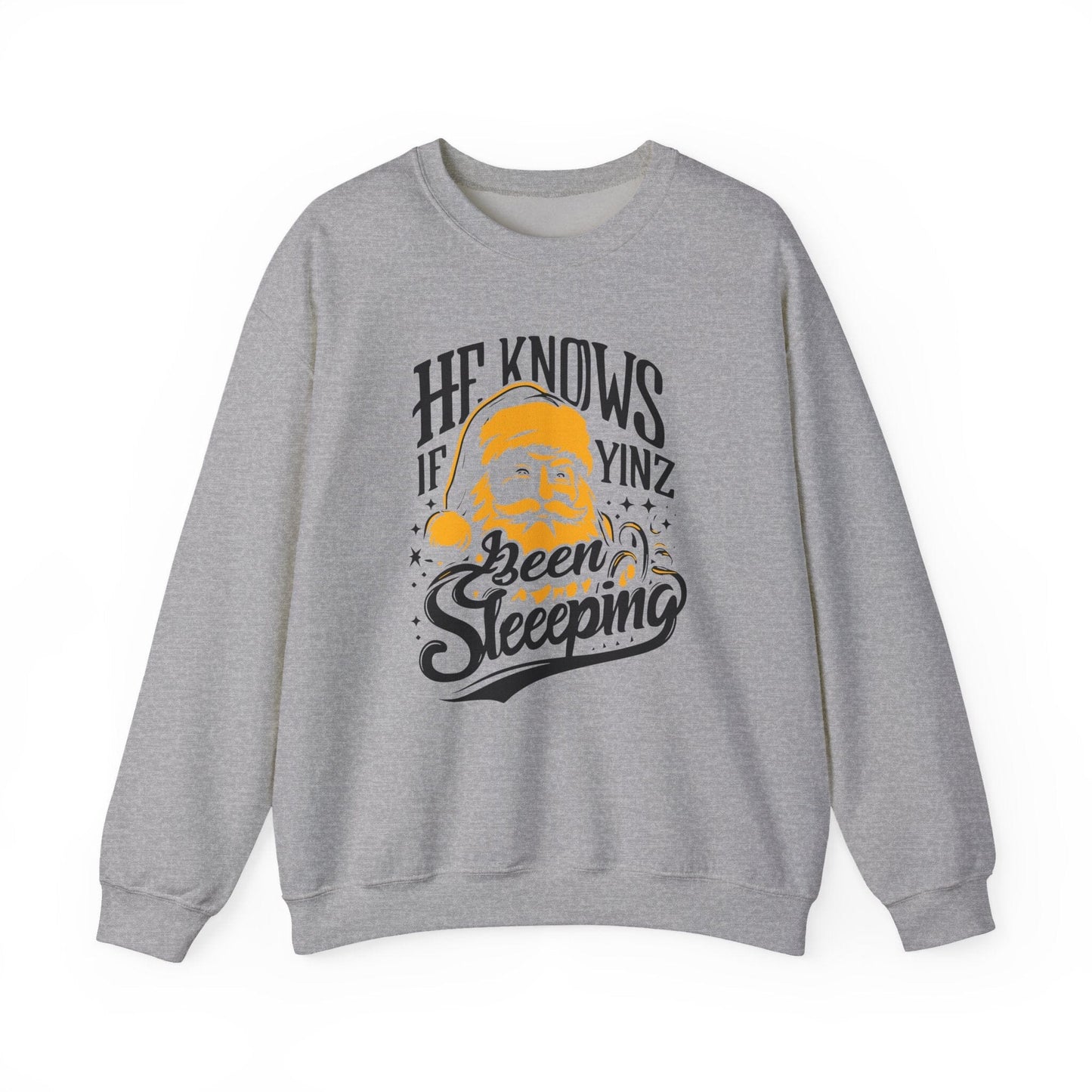 Yinzer Santa Crewneck - Pittsburgh Christmas Sweatshirt Sweatshirt Printify Sport Grey S