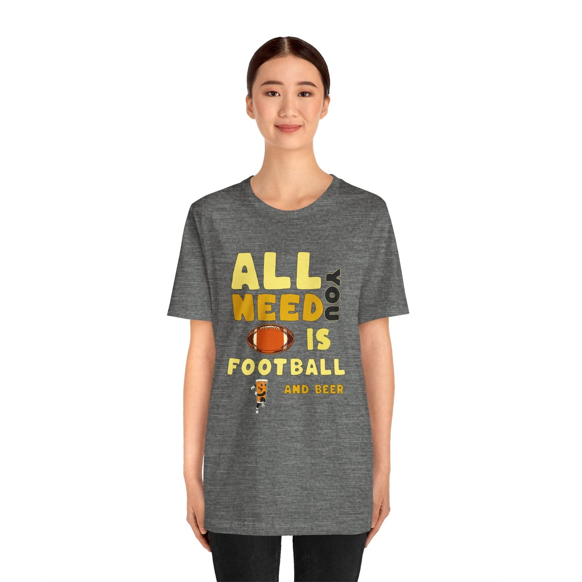 Football and Beer T-Shirt - Sports Fan Tee - Game Day Gift T-Shirt Printify