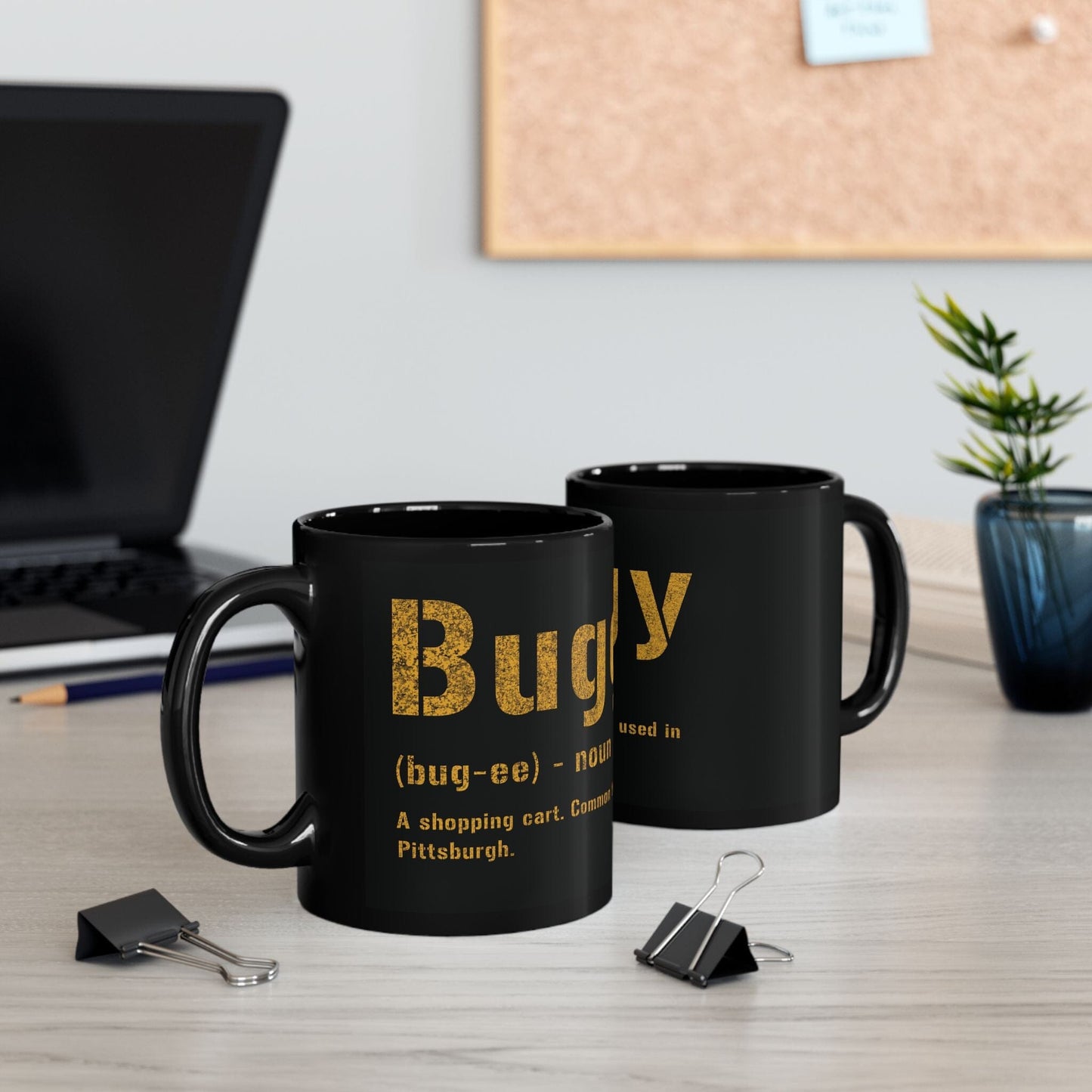 Buggy Pittsburghese Definition Coffee Mug – Black & Gold 11oz & 15oz Yinzer Mug | Funny Steel City Gift Mug Printify