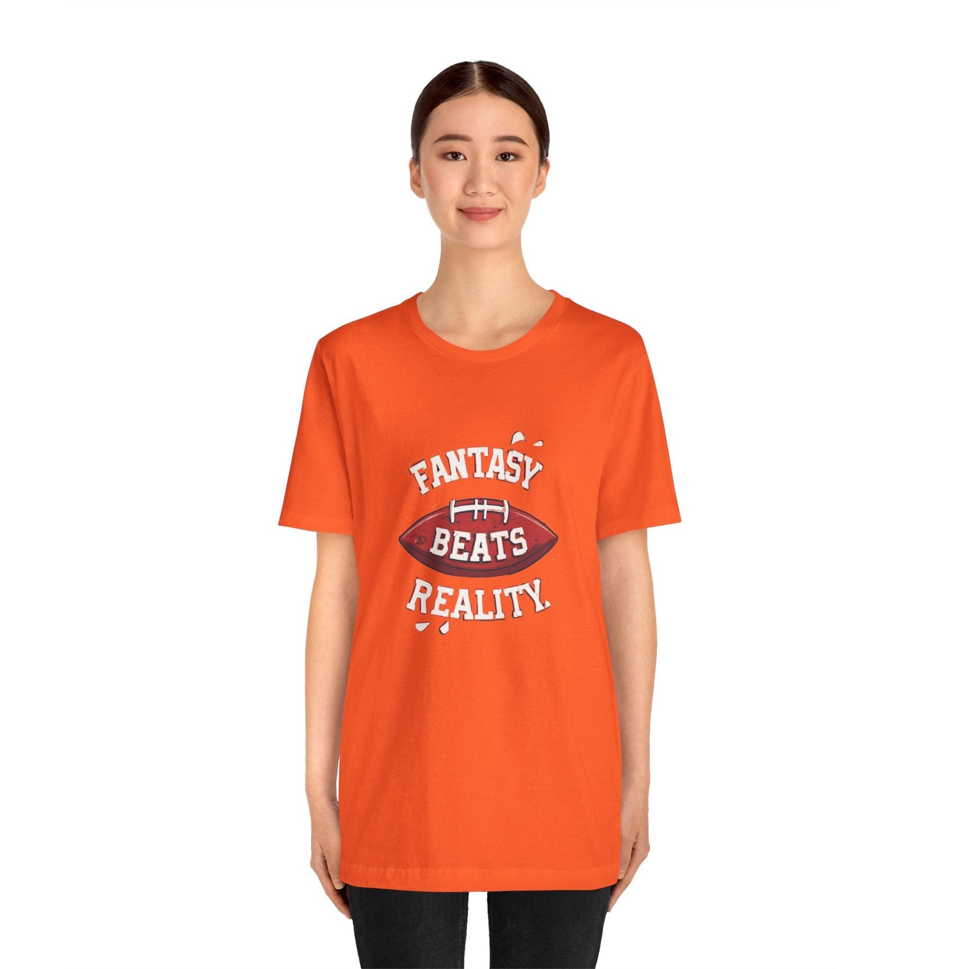 Fantasy Beats Reality Football T-Shirt - Game Day Tee T-Shirt Printify
