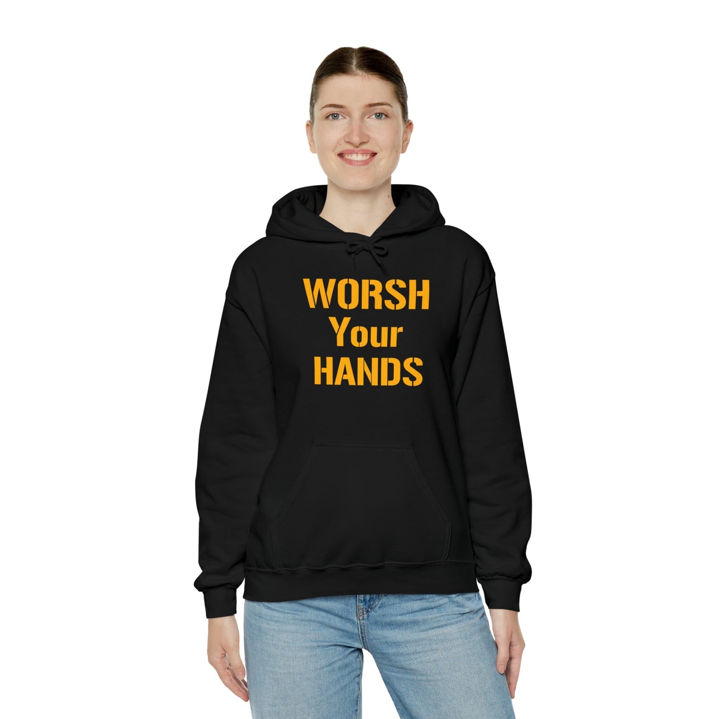 Worsh Your Hards Hoodie Hoodie Printify