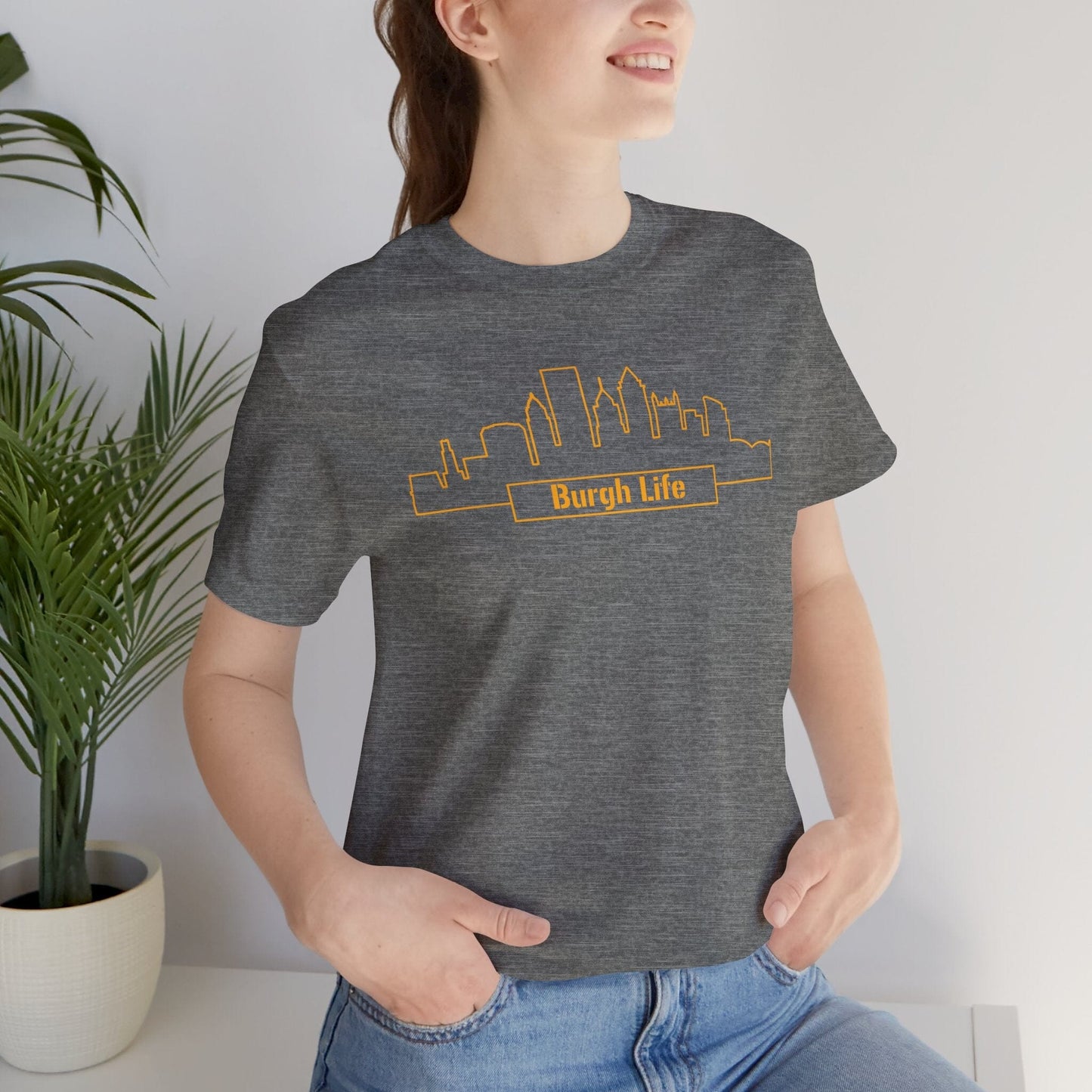 Burgh Life Pittsburgh Skyline Tee - Steel City Shirt T-Shirt Printify Deep Heather XS