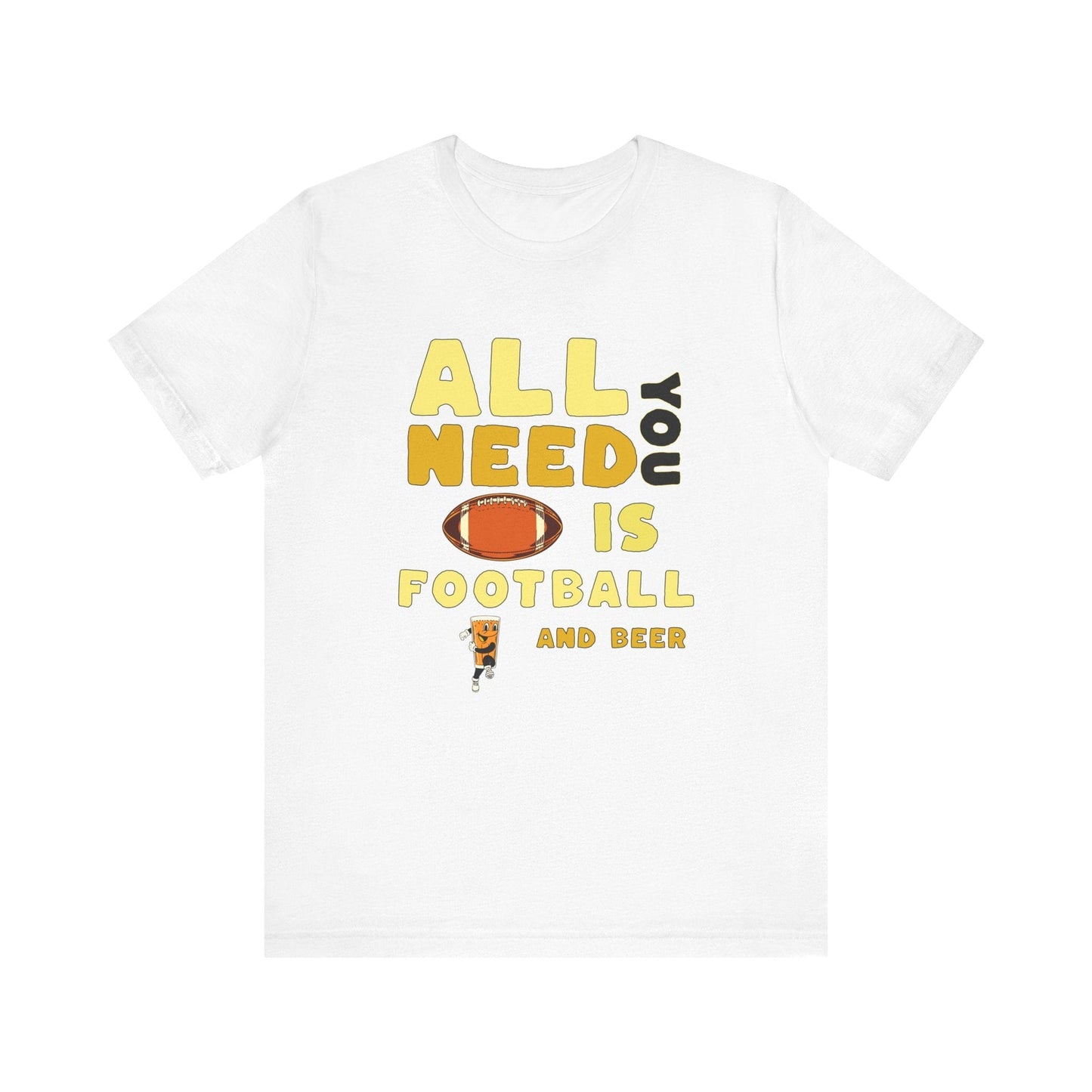 Football and Beer T-Shirt - Sports Fan Tee - Game Day Gift T-Shirt Printify White XS