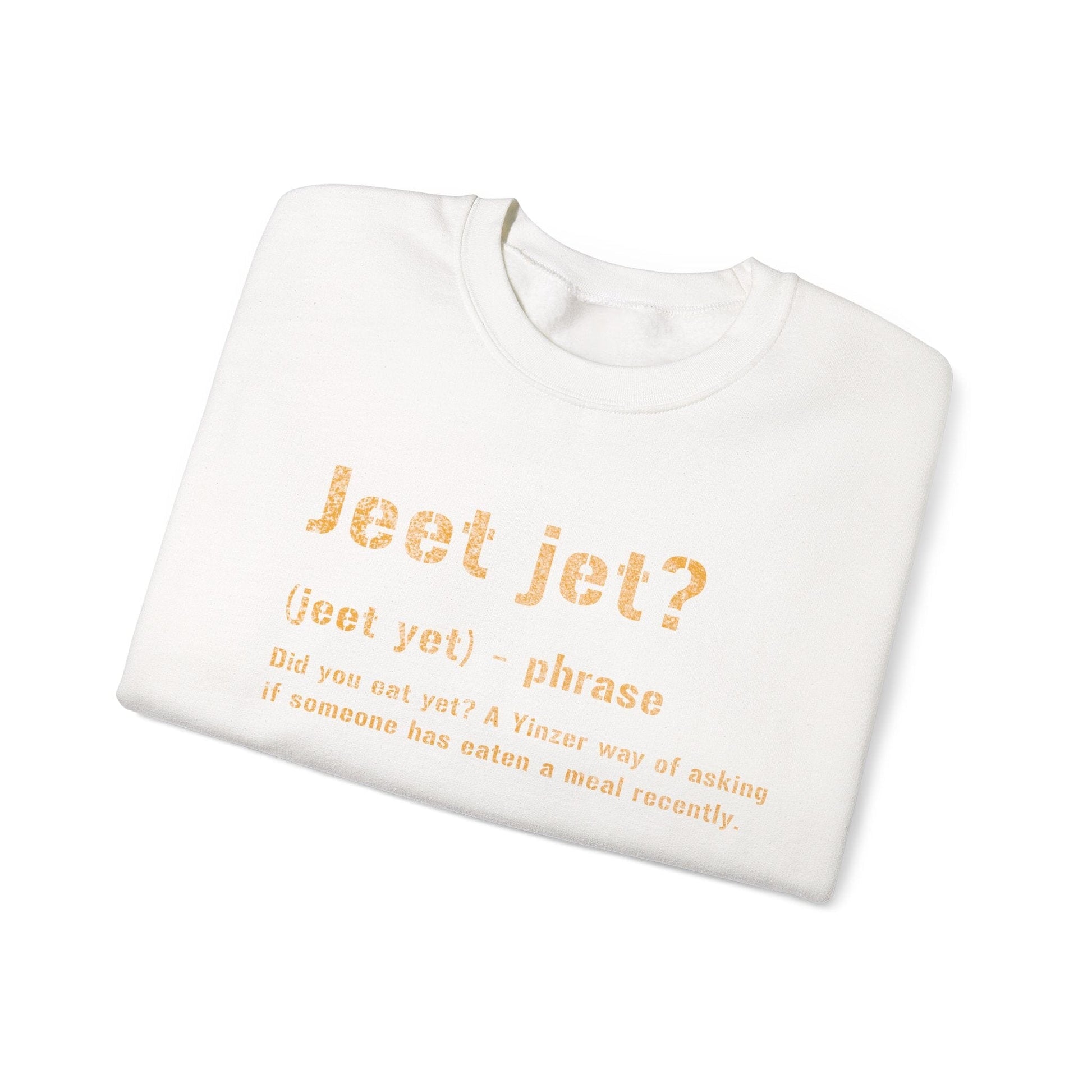 Jeet Jet Pittsburghese Crewneck Sweatshirt – Funny Yinzer Pullover for Cold Weather, Burgh Proud Apparel, Steel City Gift Sweatshirt Printify