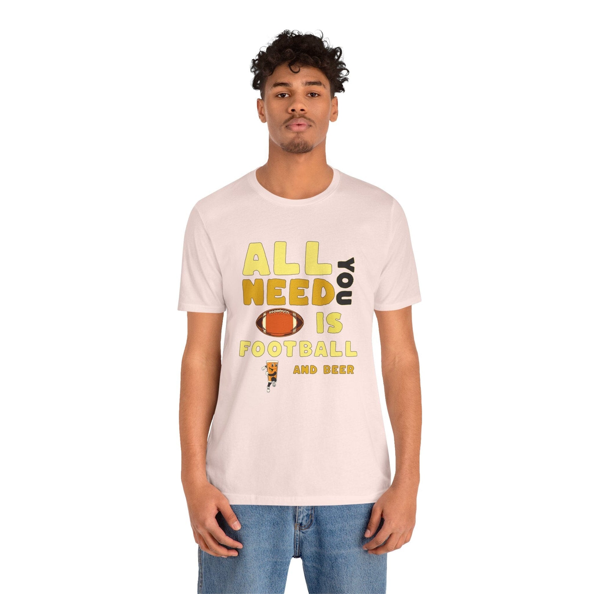 Football and Beer T-Shirt - Sports Fan Tee - Game Day Gift T-Shirt Printify
