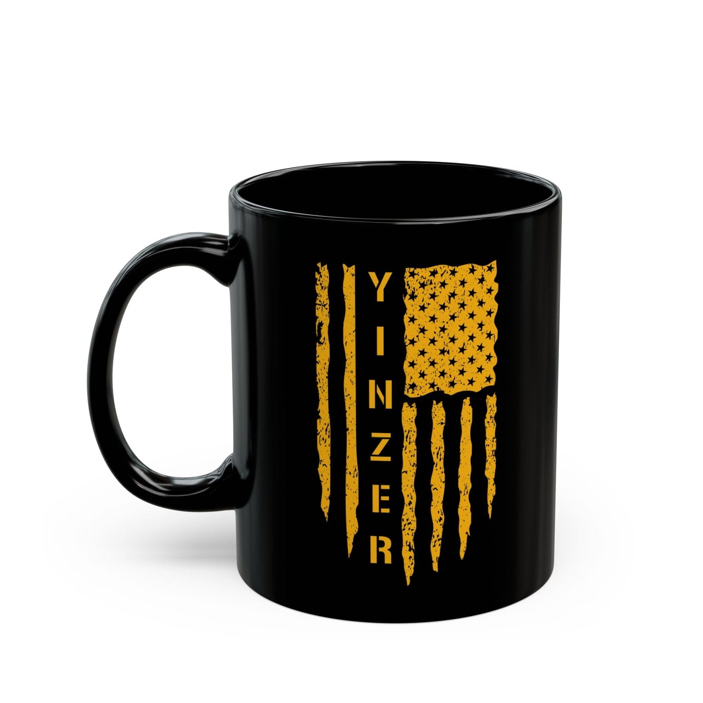 Yinzer Flag Coffee Mug – Black & Gold 11oz & 15oz Ceramic Mug | Patriotic Pittsburgh Gift Mug Printify 11oz