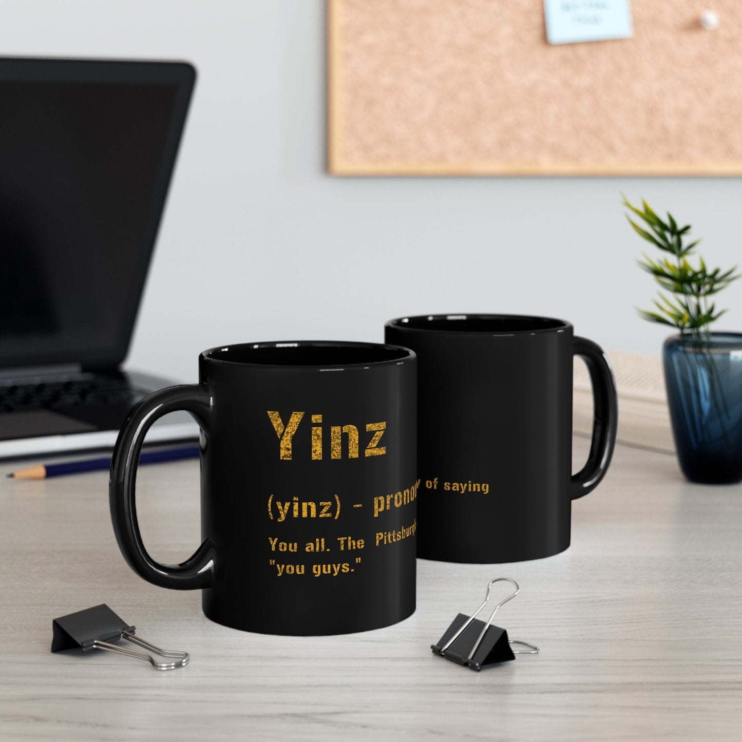 Yinz Pittsburghese Definition Coffee Mug โ 11oz & 15oz Black and Gold Ceramic | Microwave & Dishwasher Safe | Great Yinzer Gift Mug Printify