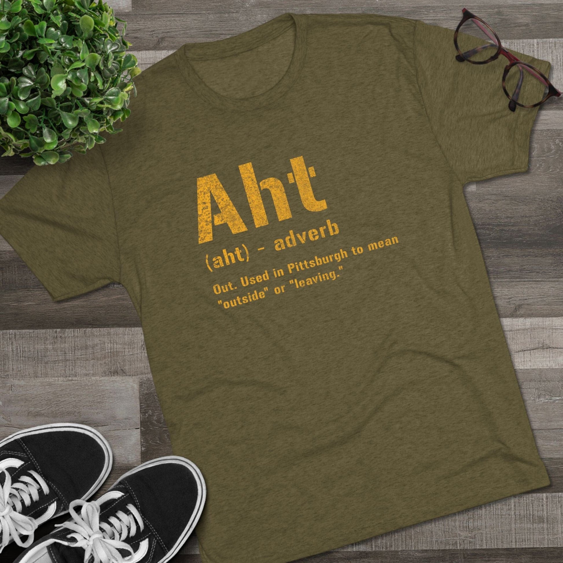 Aht Pittsburghese Definition T-Shirt – Tri-Blend Yinzer Shirt | Black and Gold Tee T-Shirt Yinzergear