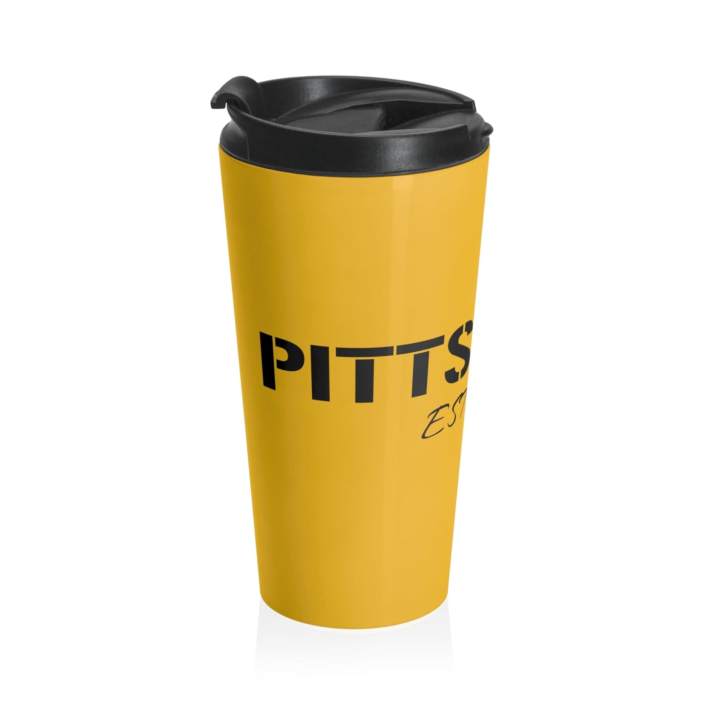 Sip the Spirit of the Steel City with the Pittsburgh Est 1758 Travel Mug - Gold Edition Mug Yinzergear