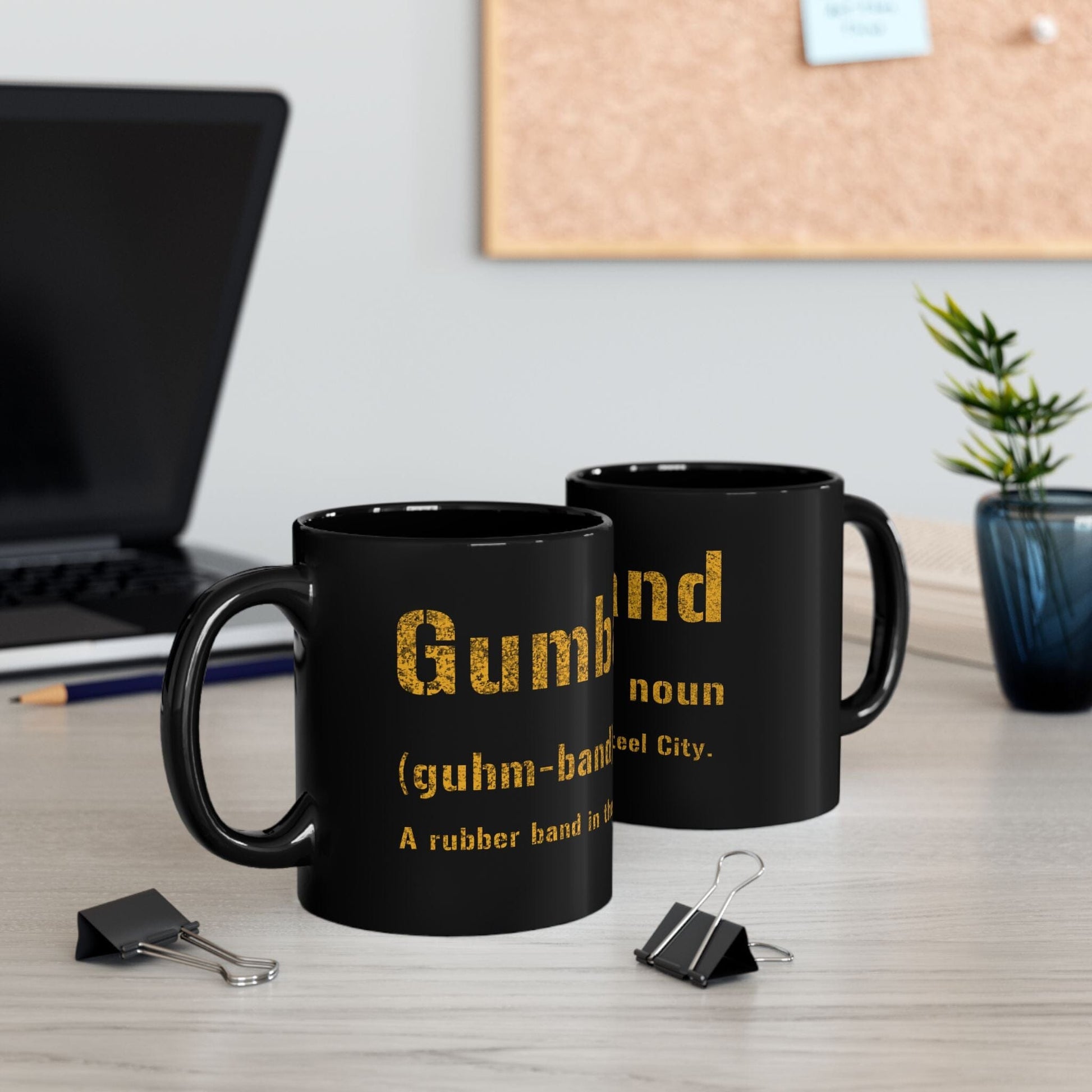 Gumband Pittsburghese Definition Coffee Mug – 11oz & 15oz Black and Gold Ceramic | Fast Shipping | The Ultimate Yinzer Gift Mug Printify