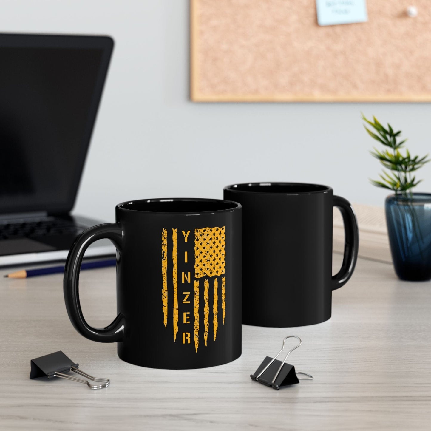 Yinzer Flag Coffee Mug – Black & Gold 11oz & 15oz Ceramic Mug | Patriotic Pittsburgh Gift Mug Printify