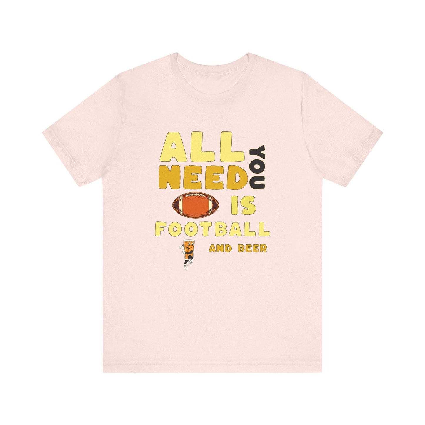 Football and Beer T-Shirt - Sports Fan Tee - Game Day Gift T-Shirt Printify Soft Pink XS