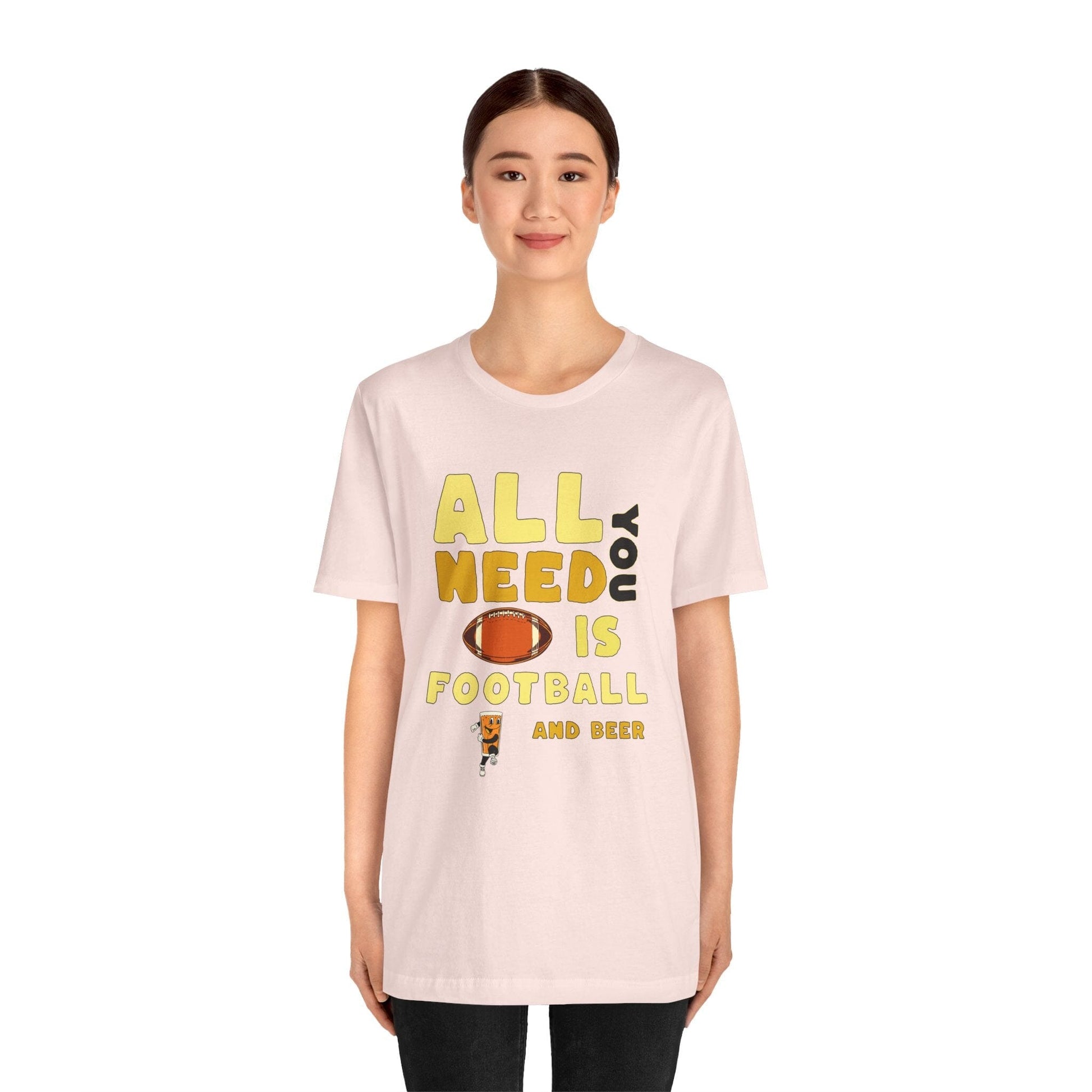 Football and Beer T-Shirt - Sports Fan Tee - Game Day Gift T-Shirt Printify