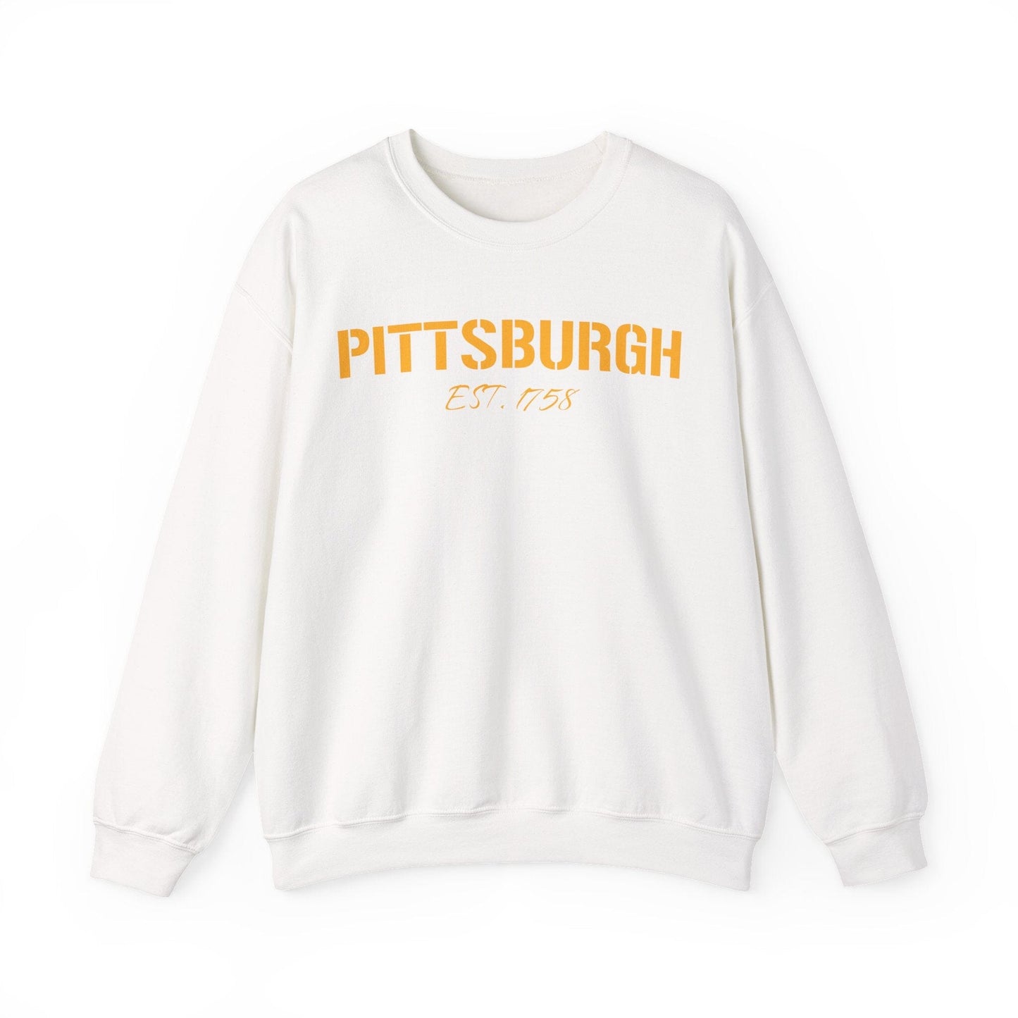 Pittsburgh EST 1758 Sweatshirt - Steel City Crewneck Sweatshirt Yinzergear S White