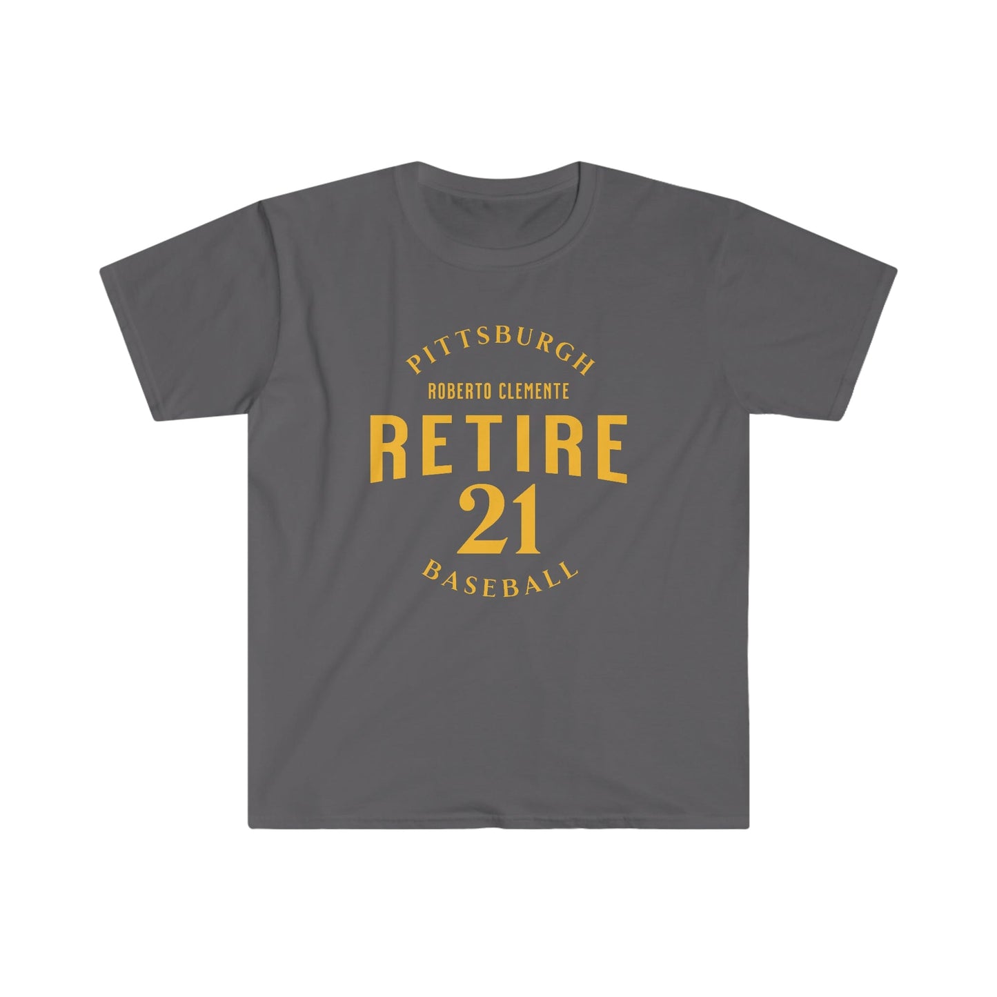 Retire 21 Roberto Clemente T-Shirt T-Shirt Yinzergear Charcoal S