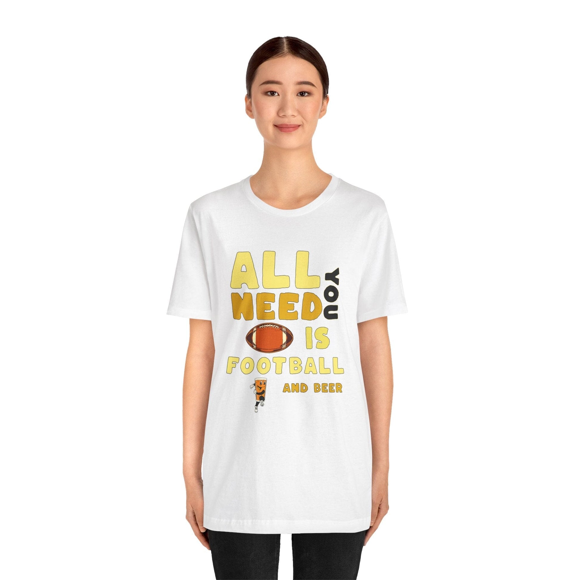 Football and Beer T-Shirt - Sports Fan Tee - Game Day Gift T-Shirt Printify