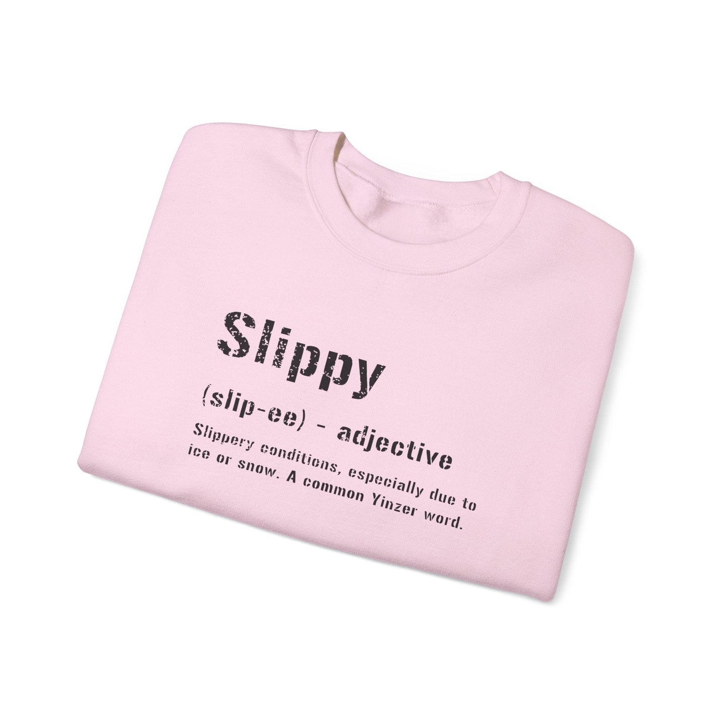 Slippy Pittsburghese Definition Crewneck Sweatshirt | Yinzergear Original | Cozy Black & Gold Style for Cold Days in the 'Burgh Sweatshirt Yinzergear