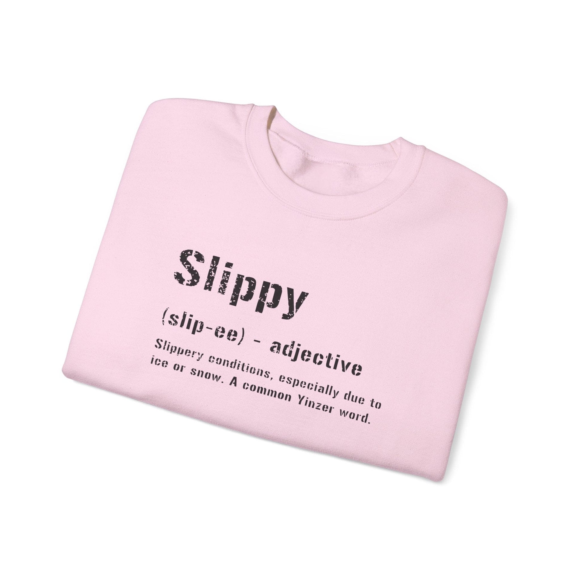 Slippy Pittsburghese Definition Crewneck Sweatshirt | Yinzergear Original | Cozy Black & Gold Style for Cold Days in the 'Burgh Sweatshirt Yinzergear